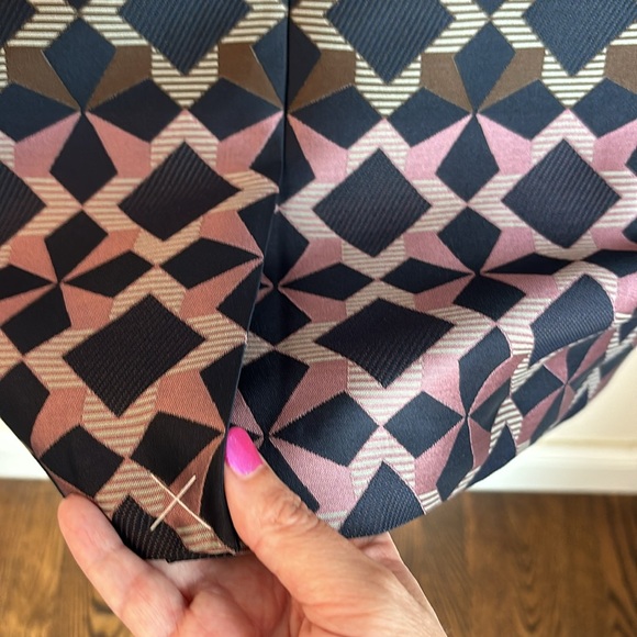 Brooks Brothers Women’s Navy & Brown Geometric Star Print Dress Sz 8 Italy NWOT - Picture 5 of 14